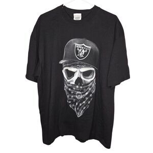 Raiders Silver & Black Nation T-Shirt 2XL Pro Team Super Heavyweight Skull